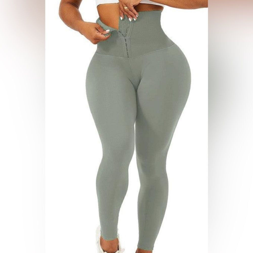 CORSET WAIST BUTTERY SOFT BODY SHAPER LEGGINGS - Olive